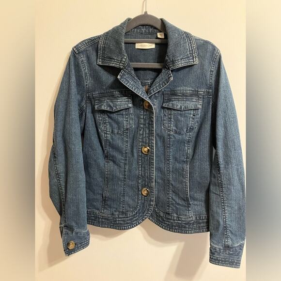 Coldwater Creek Denim Jacket Womens size 6 Classic Spring Minimalist Pockets - Picture 2 of 11